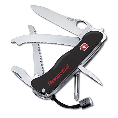 Victorinox Swiss Army Rescue Tool Pocket Knife with Pouch, Black