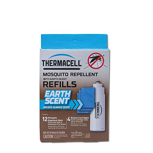 Thermacell Earth Scent Mosquito Repellent Refills, 48-Hour Pack; Dirt-Scent Used to Mask Human Odor, Not for Patio Use; Contains 12 Dirt-Scented Repellent Mats and 4 Fuel Cartridges; 48 Hours Total