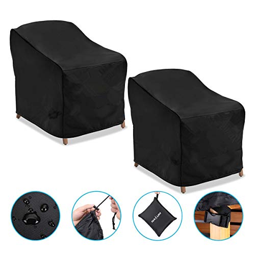 NASUM Patio Chair Covers, 2 Pack Lounge Deep Seat Cover, 38''Lx31''Dx29''H, 600D Waterproof and Heavy Duty Outdoor Furniture Covers