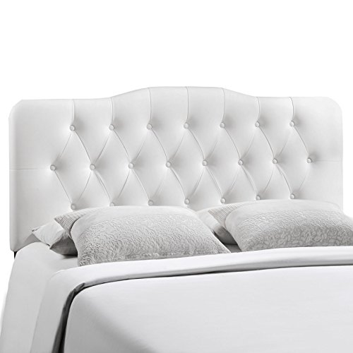 Modway Annabel Tufted Button Faux Leather Upholstered King Headboard in White