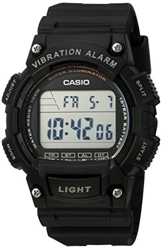 Casio Men's 'Super Illuminator' Quartz Resin Casual Watch, Color:Black (Model: W-736H-1AVCF)
