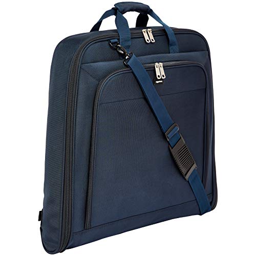 AmazonBasics Premium Travel Hanging Luggage Suit Garment Bag , 21.1 Inch, Navy Blue