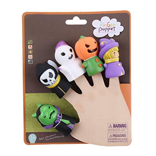 CCINEE 5 Pieces Halloween Finger Puppets Witch, Ghost, Grim Reaper, Green Monster, and Pumpkin Character Finger Toys for Children and Adults, Halloween Party Favors Goodie Bag Fillers