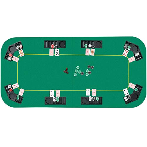 Giantex 8 Player Poker Table Top, 80''x36'' Folding Poker Table Top w/Storage Bag, Chip Tray and Tea Coaster, Idea for Home and Outdoor with Friends (Green)