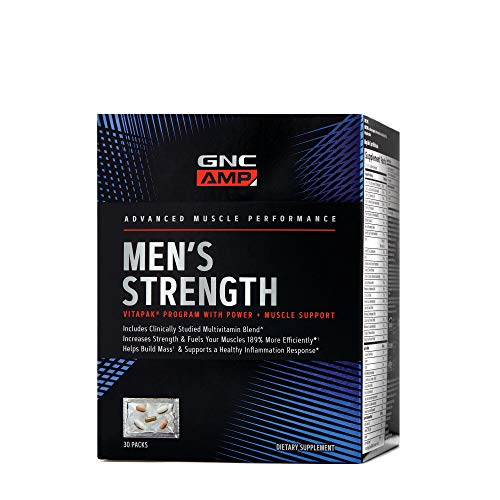 GNC AMP Men's Strength Vitapak, 30 Packs, Increases Strength and Helps Build Mass