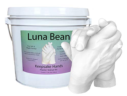 Luna Bean Keepsake Hands Casting Kit - Large | DIY Plaster Statue Molding Kit | Hand Holding Craft for Couples, Adult & Child, Wedding, Friends, Anniversary