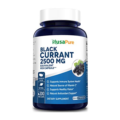 Black Currant Oil 2500 Mg 200 Veggie Capsules (Powder, Vegan, Non-GMO & Gluten-Free) .Supports Immune System Health*