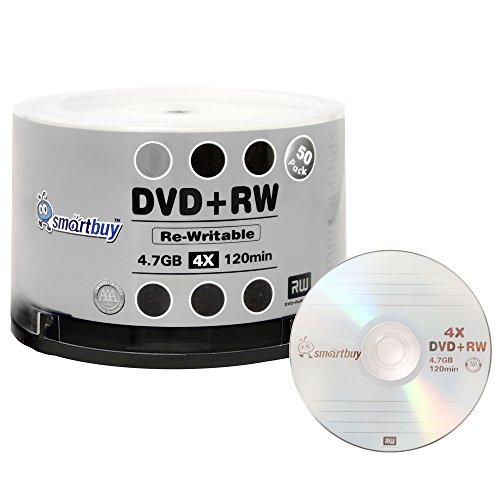 100 Pack Smartbuy Blank DVD+RW 4X 4.7GB 120Min Logo Rewritable DVD Media Disc