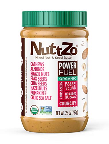 NuttZo Power Fuel Nut Butter, Crunchy, Organic, Seven Nuts & Seeds, Paleo, 26 Ounce