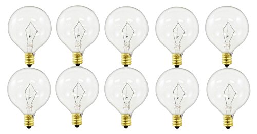 Sterl Lighting - Pack of 10 Bulbs 40-Watt G16.5 Wax Warmer Decorative Globe E12 Candelabra Base Clear Light Bulbs