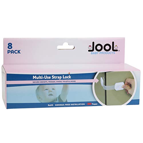 Child Safety Strap Locks (8 Pack) for Fridge, Cabinets, Drawers, Dishwasher, Toilet, 3M Adhesive No Drilling - Jool Baby…