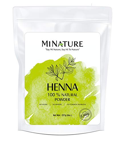 mi nature Henna Powder (LAWSONIA INERMIS)/ 100% Pure, Natural and Organic From Rajasthan, India (227g / (1/2 lb) For Hair Dye/Color,