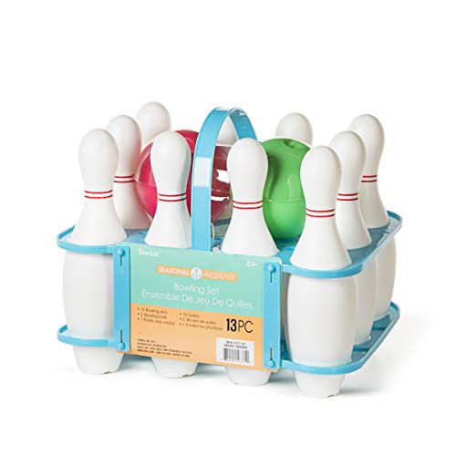 DARICE Kids Set: BPA Free, Includes 10 Pins, 2 Bowling Balls, 1 Plastic Carrying Caddy, Assorted