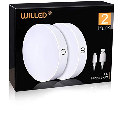 Dimmable Touch Light | WILLED Buit-in 1000mAh Large Battery Rechargeable LED Tap Lights | Magnet Stick on Closet Light | Portable LED Puck Night Lights for Cabinet, Wardrobe, Counter, Kitchen, Bedroom