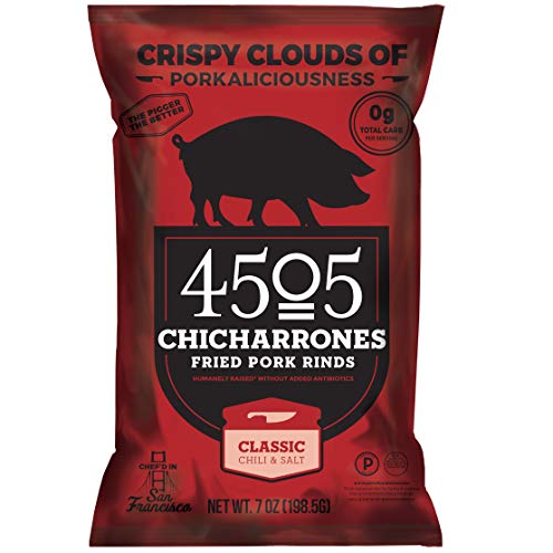 4505 Classic Chili & Salt Pork Rinds, Certified Keto, Humanely Raised, Family Size Bag, 7oz