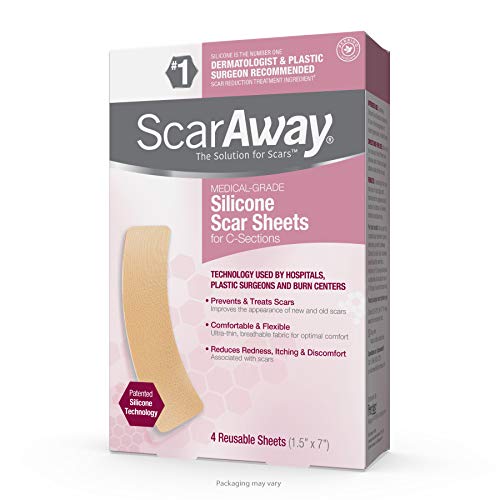 ScarAway Advanced Skincare Silicone Scar Sheets for C-Sections, Reusable Sheets (1.5” x 7”) for Hypertrophic and Keloid Scars from Injury, Burn, Surgery and more