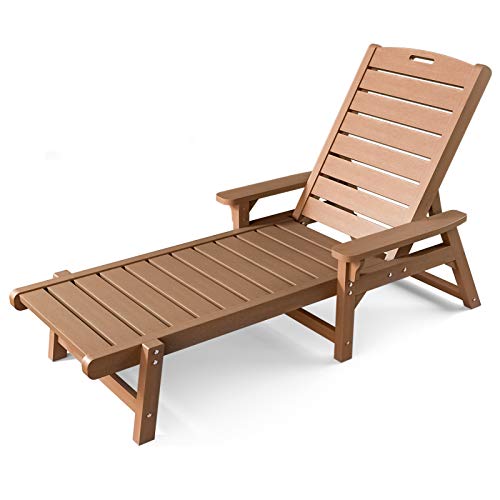 OT QOMOTOP Chaise Lounge Outdoor, 5 Adjustable Lounge Chair, Reclining All Weather Poly Lumber Chairs for Pool, Porch, Patio
