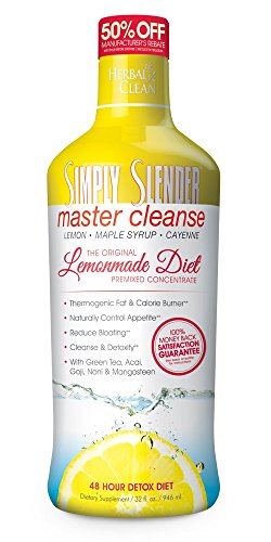 Simply Slender Master Cleanse - Lemonade 2-4 day Detox Diet with Maple Syrup, Cayenne and Lemon - Premixed Concentrate Thermogenic Fat and Calorie Burner (32 Ounces)