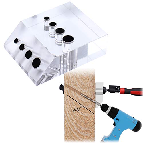 Muzata Drill Guide for Cable Railing Kit Lag Screw Fitting Wood Post Installation, Fit 90 Degree Horizontal Deck and 30 Degree Angled Stair, Visible Drilling Template Jig, Patent Design CT09,CT1