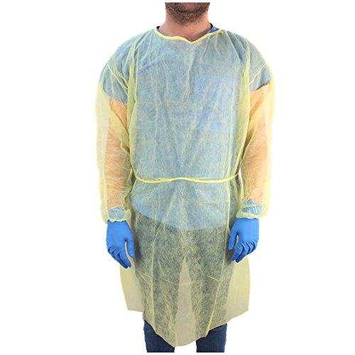 Ever Ready First Aid DYN2141-X10 Isolation Gown with Elastic Wrists, Universal Quantity, Yellow (Pack of 10)