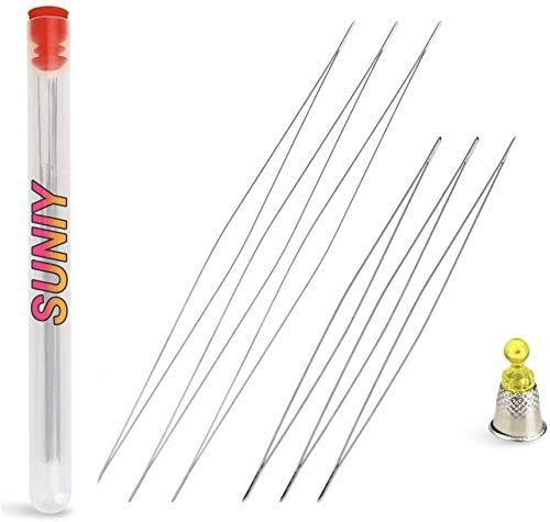 6 Pieces Big Eye Beading Needles with Needle Bottle (2.2 inch, 3 inch)