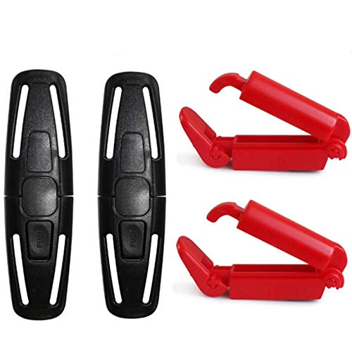 powerer 2 Pack Car Seat Chest Harness Clip and 2 Pack Red Car Seat Safety Belt Clip Buckle for Baby Safety Universal Replacement for Baby and Kids Trend, Adjustable Guard