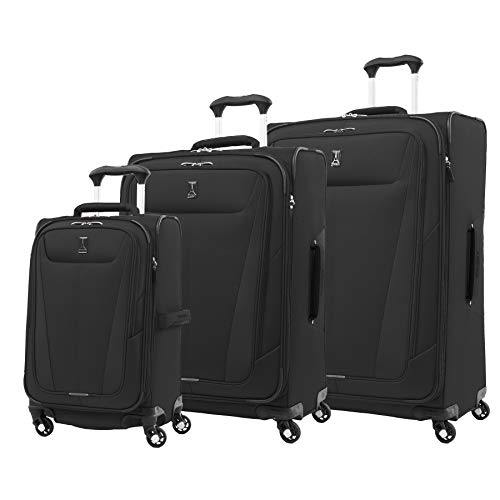 Travelpro Maxlite 5-Softside Expandable Spinner Wheel Luggage, Black, 3-Piece Set (21/25/29)