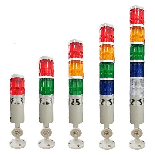 YJINGRUI 4 Layers Industrial Signal Tower Light Safety Stack Alarm Warning Lamp Multilayer Rod Type with Buzzer for CNC Machines (AC110V)