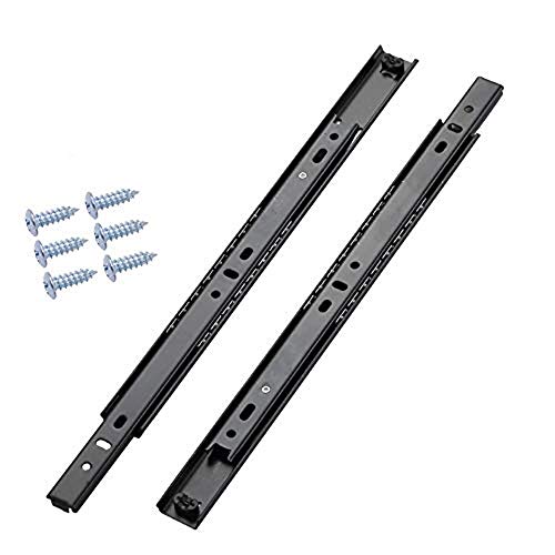 HLXB Metal Cold Rolled Steel 10in-18in Drawer Slides Two Way Slide Track Rail 1.0 inch Wide Ball Bearing Side Mount Runner Slide Include Screws