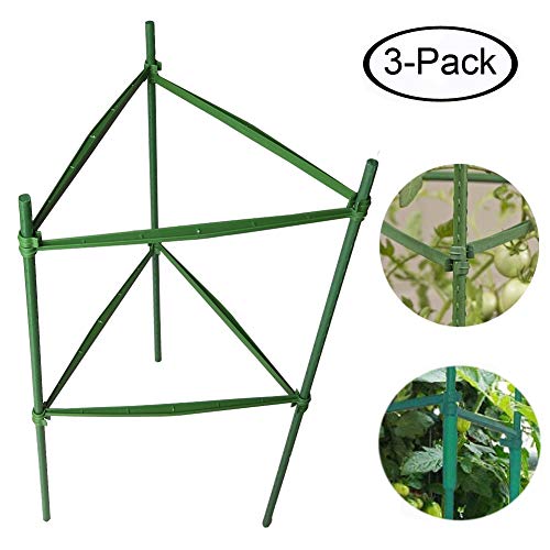 Plant Cages Tomato Garden Cages Stakes Vegetable Trellis, Assembled w/ 5Pcs A-Clips Fork, for Vertical Climbing Plants,Vegetables, Flowers, Fruits, Vine (2-Feet 3pack)