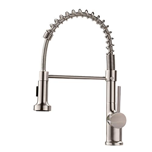 GIMILI Kitchen Faucet with Pull Down Sprayer Commercial Single Handle Lever Spring Kitchen Sink Faucet Brushed Nickel