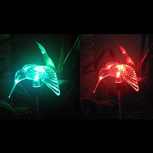 Solar Powered Garden Lights, 2 Pack Color Changing LED Landscape Path Lights Outdoor Figurine Lights in-ground Light Decorative Stake Light for Pathway Lawn Patio Driveway Yard, Hummingbird