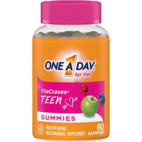 One A Day VitaCraves Teen for Her Multivitamin Gummies, Supplement with Vitamin A, Vitamin C, Vitamin D, Vitamin E and Zinc for Immune Health Support* & More, 60 Count