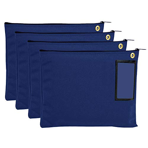 Royal Blue Large Canvas Zipper Bags - Interoffice Mail - Transit - Set of 4