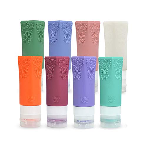 Silicone Travel Bottles Set,Squeezable Travel Size Bottles Toiletries Set for Shampoo with Toiletry Bag 14 Pack 2.4oz