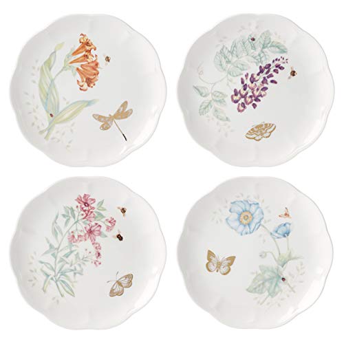 Lenox Butterfly Meadow Gold 4-Piece Accent Plates, 4.15 LB, Multi