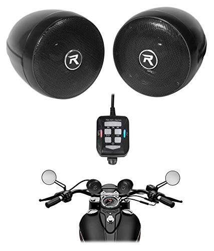 (2) Rockville RockNRide 3' Powered Bluetooth Metal Motorcycle Handlebar Speakers