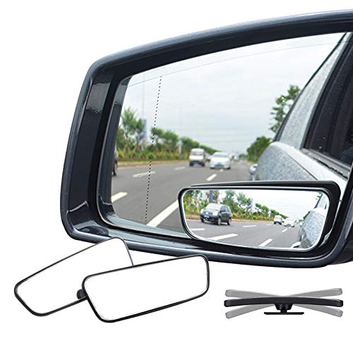 Ampper Rectangle Blind Spot Mirror, 360 Degree HD Glass and ABS Housing Convex Wide Angle Rearview Mirror for Universal Car Fit (Pack of 2)