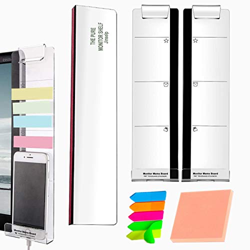 Monitor Memo Board,Acrylic Notepad Monitor Sticky Note Holder Note Pad Office Accessories for Women Men Office Organization Office Organizer 3 Piece Set + Sticky Notes + Colored Index Tabs