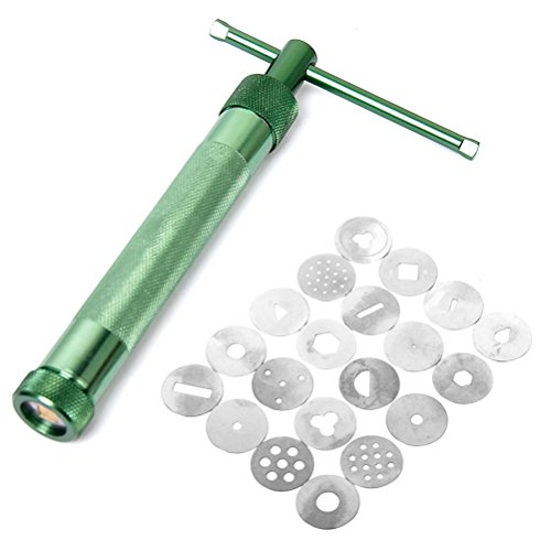 Vosarea Portable Clay Gun Extruders with 20 Interchangeable Discs for Ceramics Pottery Clay Extruders Mixers Presses Polymer Sculpey Sculpting Tool