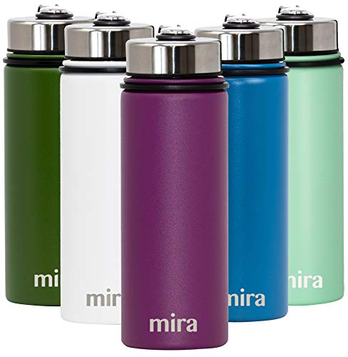 MIRA Stainless Steel Vacuum Insulated Wide Mouth Water Bottle - Thermos Flask Keeps Water Stay Cold for 24 hours, Hot for 12 hours - Hydro Metal Bottle BPA free cap - 18 oz (530 ml) - Iris