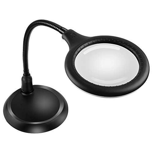 Delixike 5X Dimmable Magnifying Lamp,Large Hands Free Magnifying Glass with Light and Stand for Reading,Hobbies,Crafts,Workbench