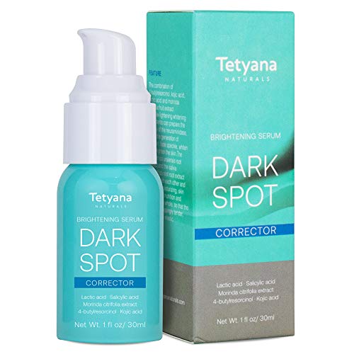Tetyana Dark Spot Corrector Brightening Serum For Face and Body-effective Ingredients with 4-Butylresorcinol (better than 2% Hydroquinone), Lactic Acid, Salicylic Acid, and Morinda Citrifolia extract