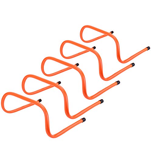 REEHUT 6 inch Speed Hurdles Set of 5 - Agility, Plyometric and All Purpose Speed Training Hurdle with Carry Handles (Orange)