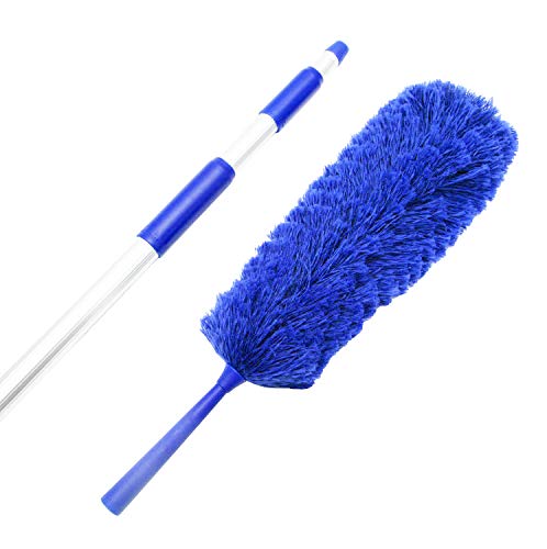 Extendable Microfiber Duster Extension Rod | Ceiling Fan Duster 20 Foot Reach | Cobweb 3-Stage Aluminum Telescoping Pole | Lightweight Webster Telescoping Cleaning Tool | U.S. Duster Co.