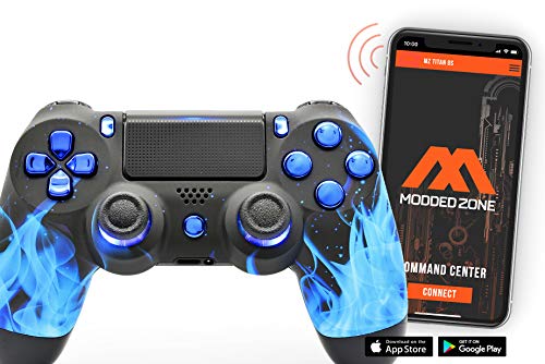 PS4 PRO Rapid Fire Custom MODDED Controller Exclusive Unique Designs - CUH-ZCT2U… (Multiple Designs Available) (Chrome Blue fire/Black)