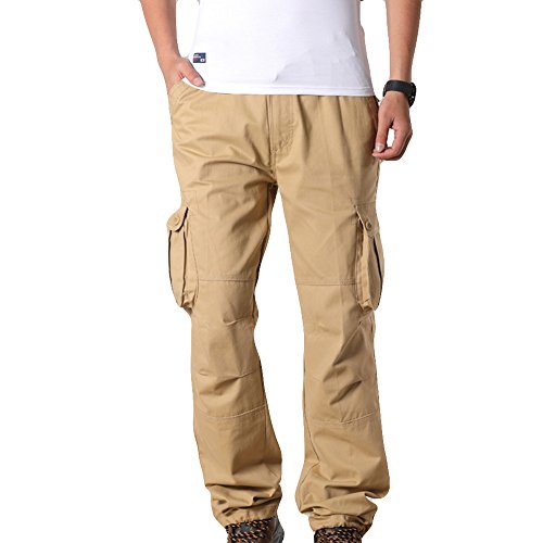 Gillberry Men's Outdoor Casual Military Tactical Wild Combat Cargo Work Pants with 6 Pockets (Khaki, 38)