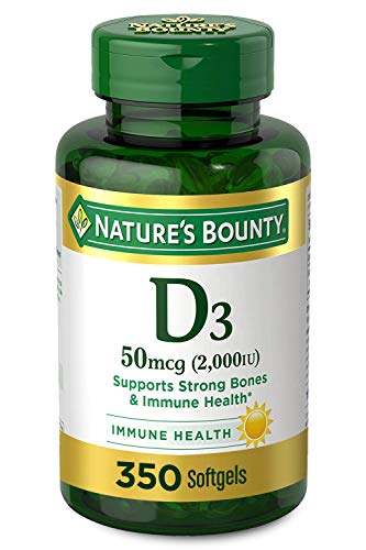 Vitamin D by Nature’s Bounty for Immune Support. Vitamin D Provides Immune Support and Promotes Healthy Bones. 2000IU, 350 Softgels