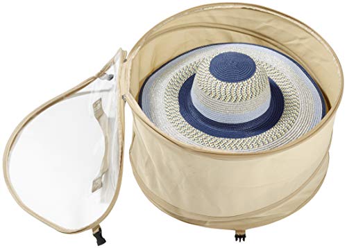 TIURE Large Hat Pop Up Bag Storage and Travel Box for Big Round Hats and Caps Expands to Required Size Keeps Out Dust and Dirt, 19 inches Diameter (Large)