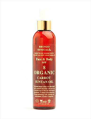Bronzo Sensuale SPF 8 Sunscreen Deep Golden Tanning Organic Carrot Oil 8.5 Ounces